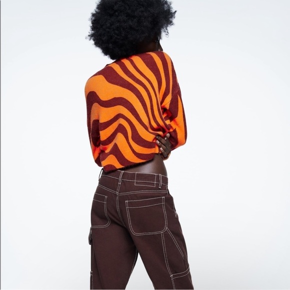 NWT Zara Zebra Striped Jacquard Sweater Size S - Picture 6 of 11